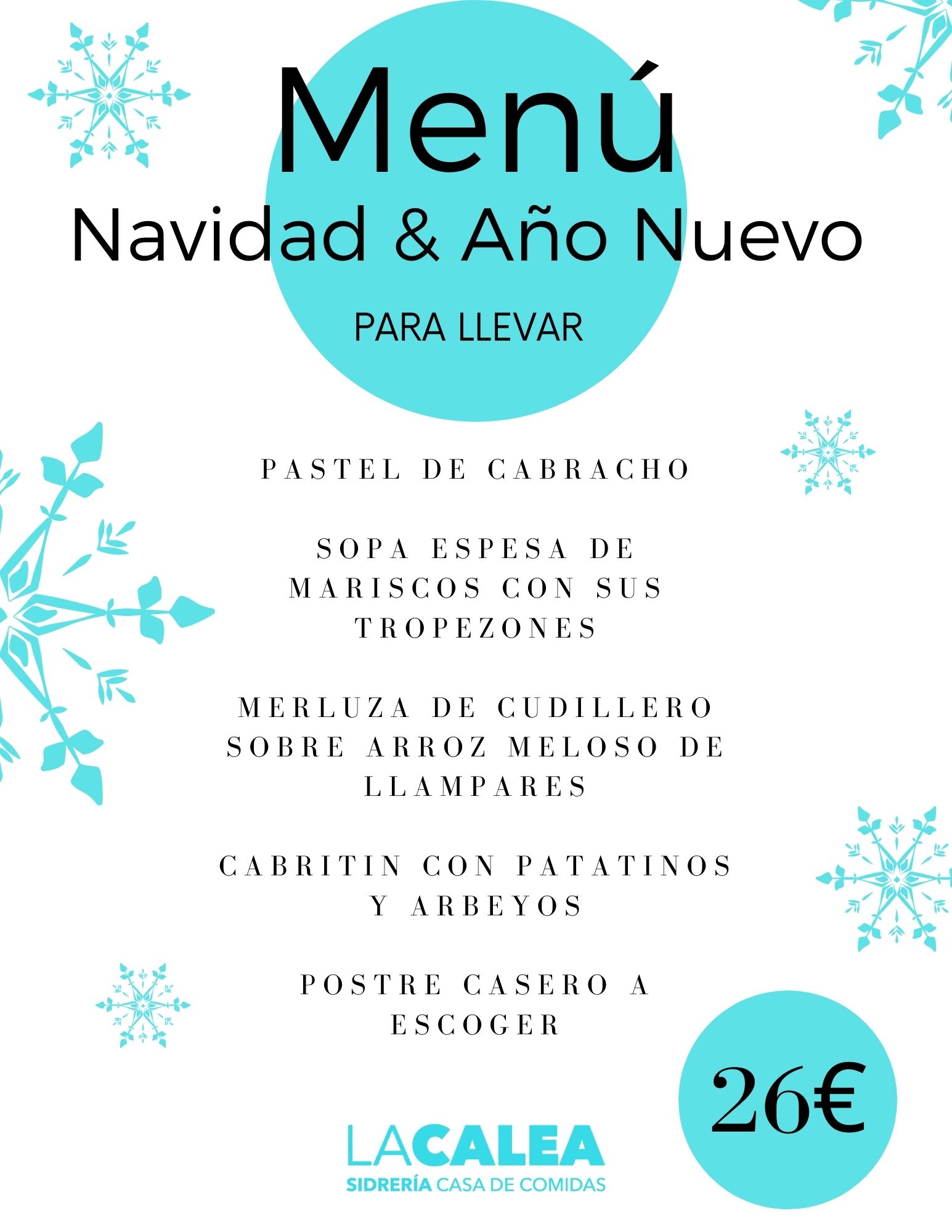 Menú de Navidad y Año Nuevo La Calea