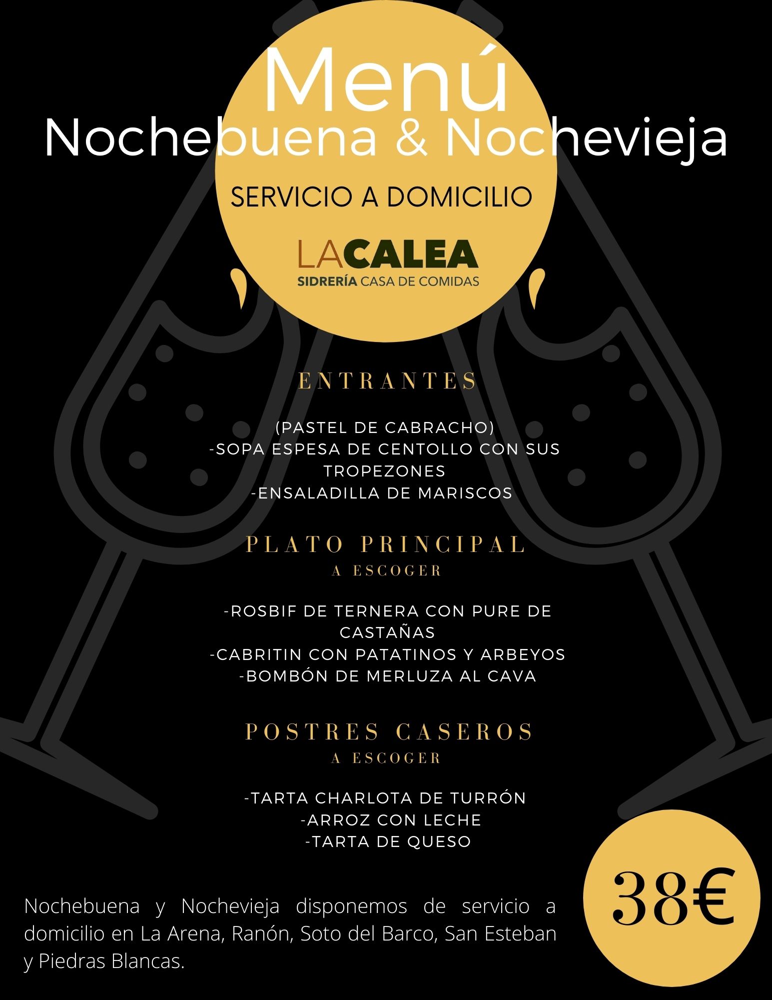 Menú de Nochebuena y Nochevieja La Calea